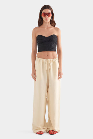 Silk Linen Paperbag Pant - Dusty Yellow