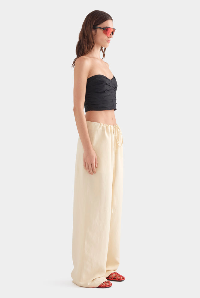 Silk Linen Paperbag Pant - Dusty Yellow