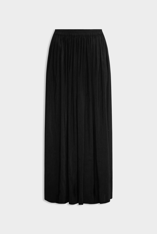 Silk Linen Maxi Skirt - Black