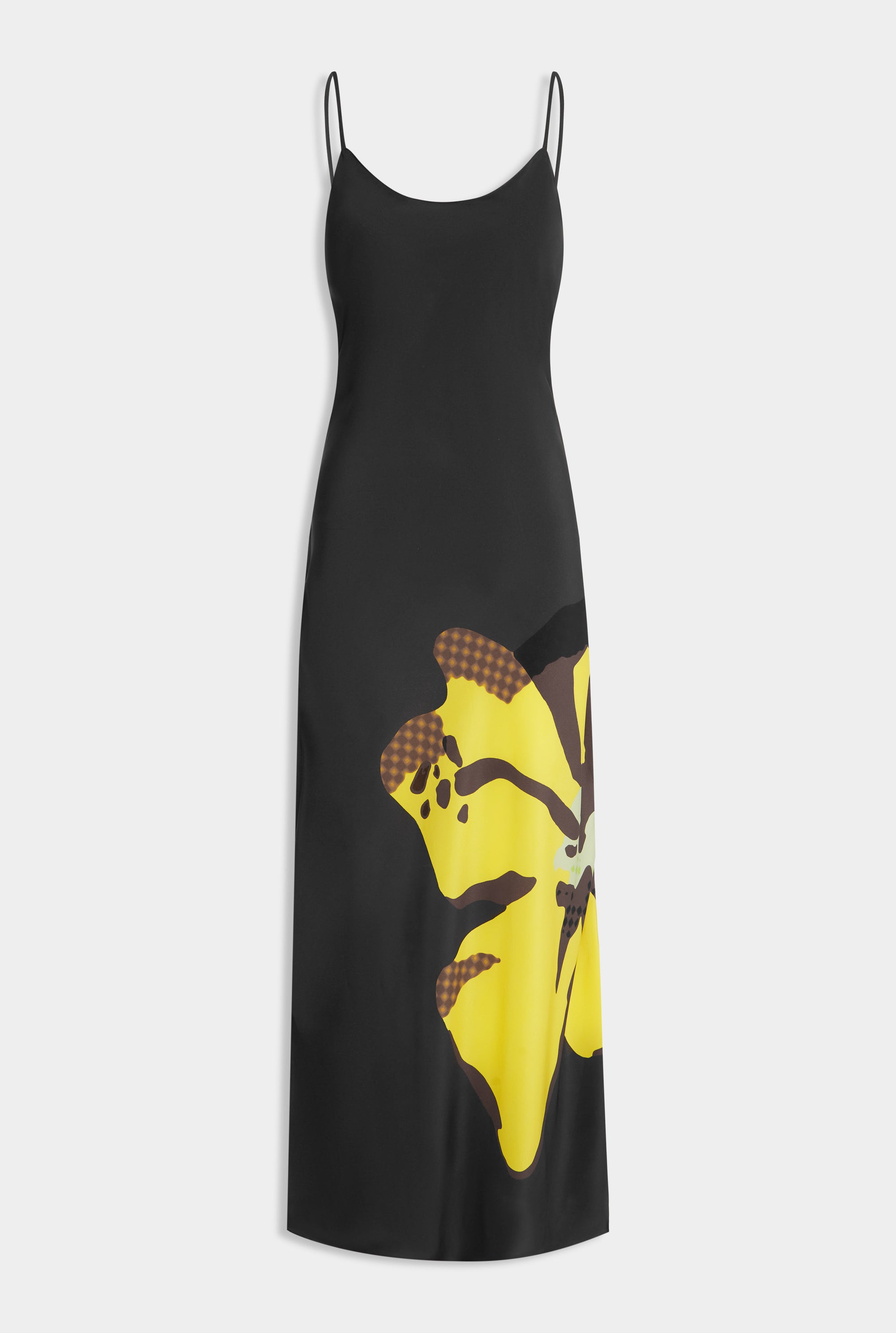 Silk Slip Dress - Black Hibiscus