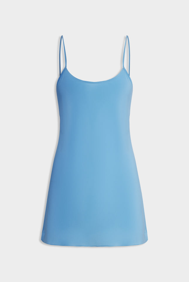 Silk Slip Mini Dress - Azure Blue