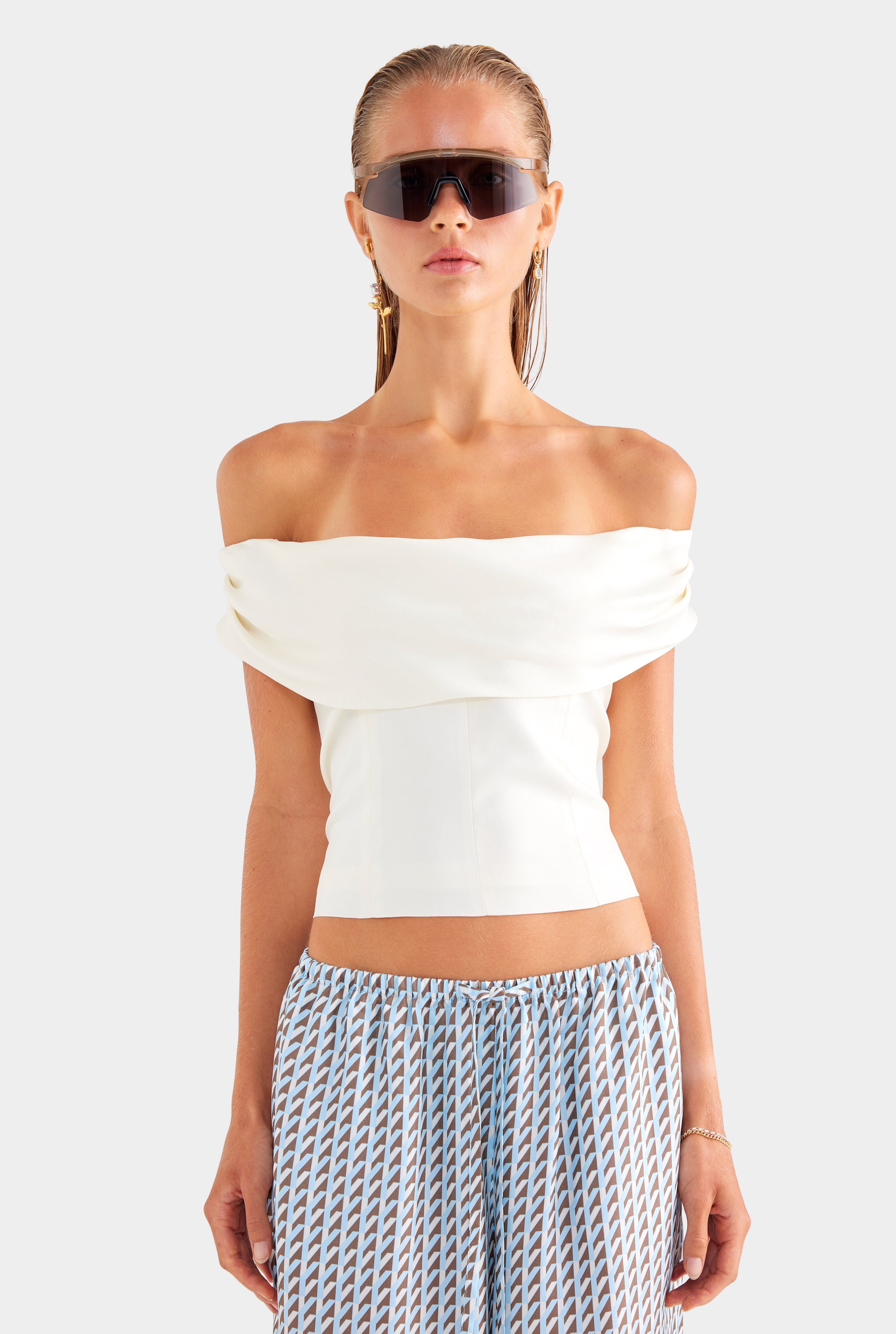 Silk Cowl Neck Bodice - Off White