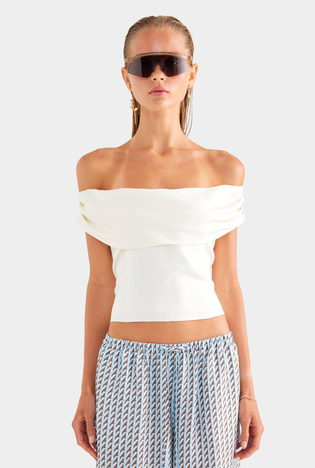 Silk Cowl Neck Bodice - Off White