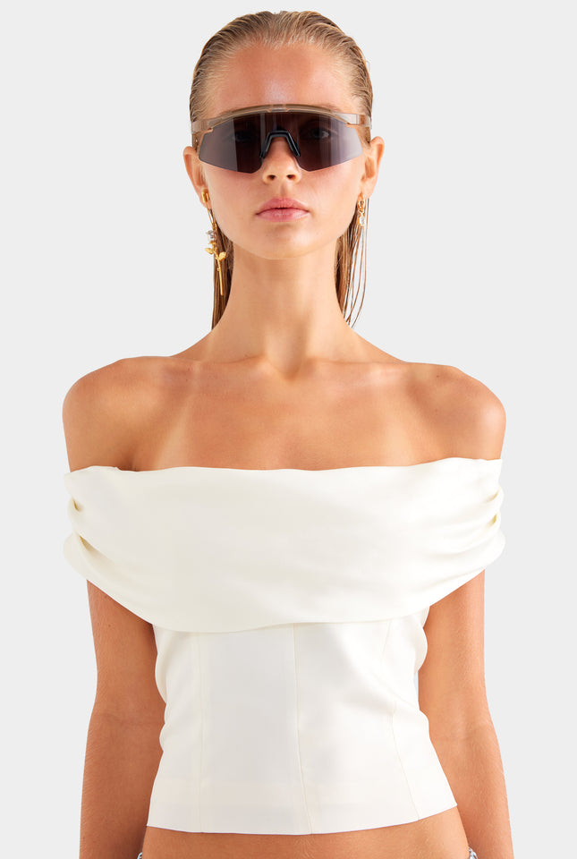 Silk Cowl Neck Bodice - Off White