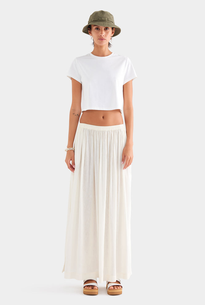 Silk Linen Maxi Skirt - Black