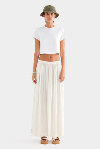 Silk Linen Maxi Skirt - Off White