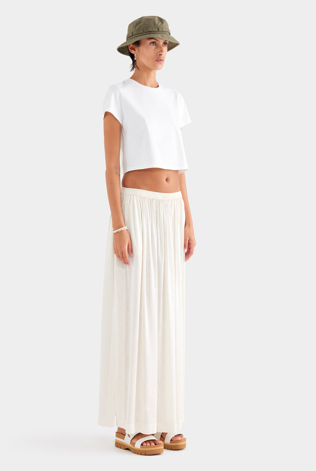 Silk Linen Maxi Skirt - Off White