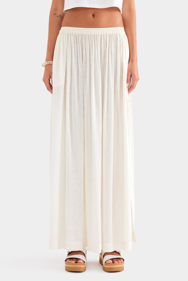 Silk Linen Maxi Skirt - Off White