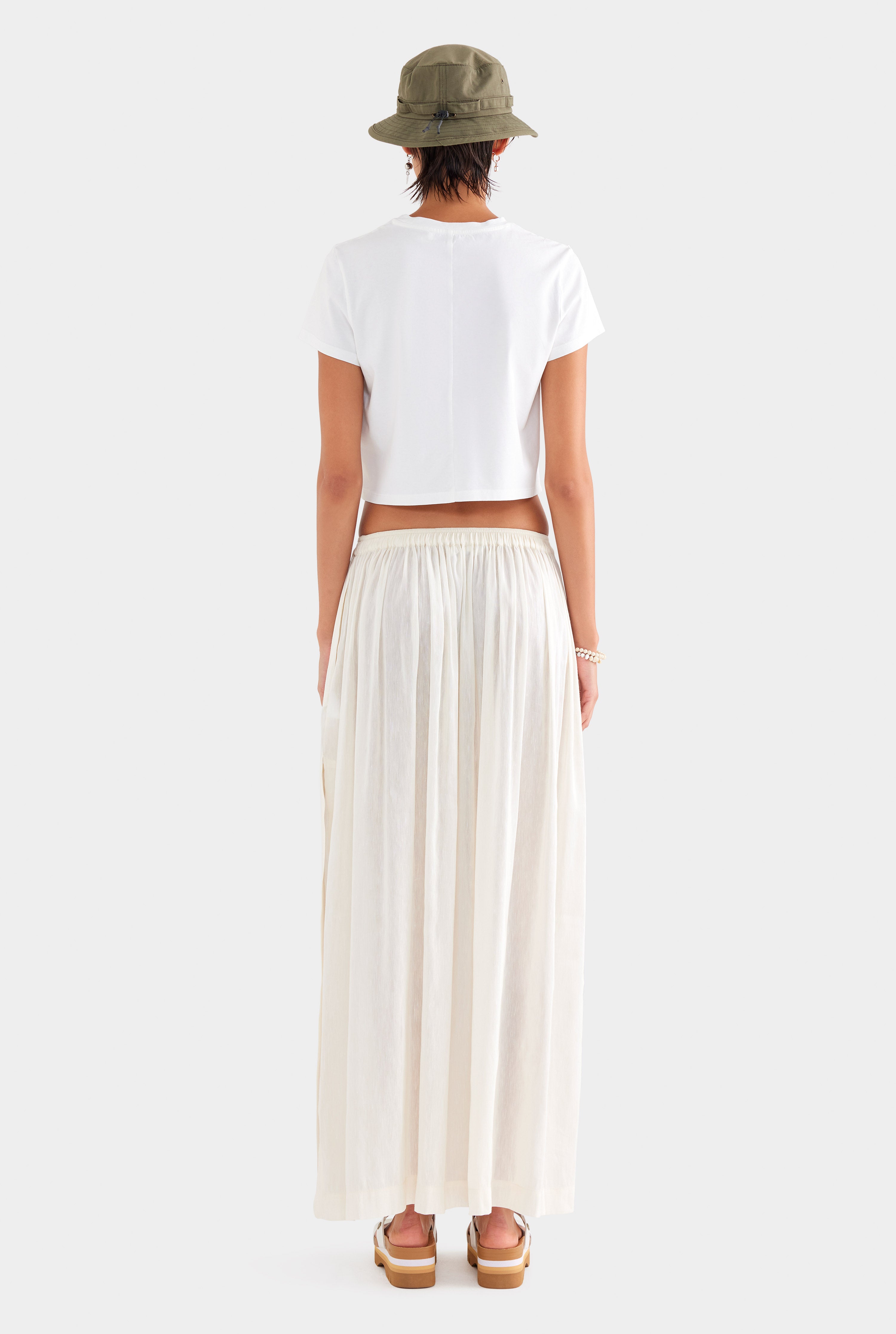 Silk Linen Maxi Skirt - Off White