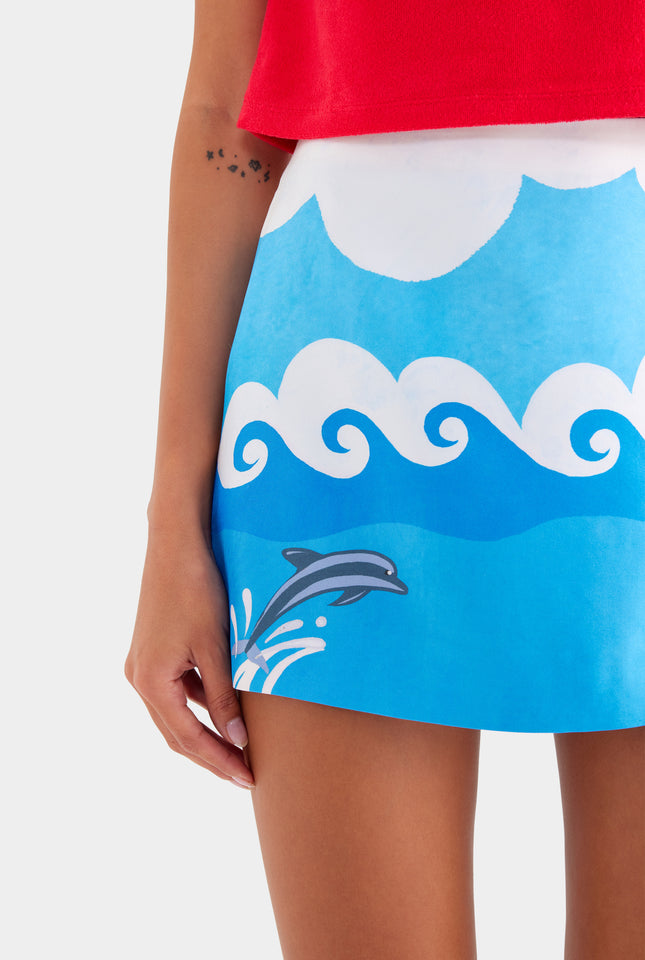 Silk Mini Skirt - Bondi Surf Scene