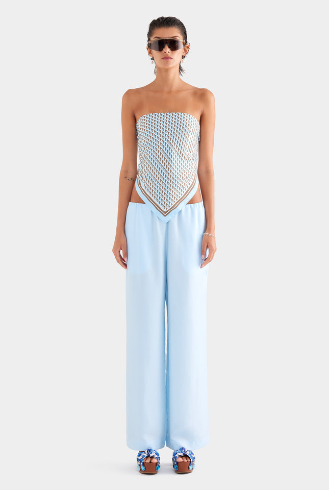 Silk Relaxed Pant - Powder Blue