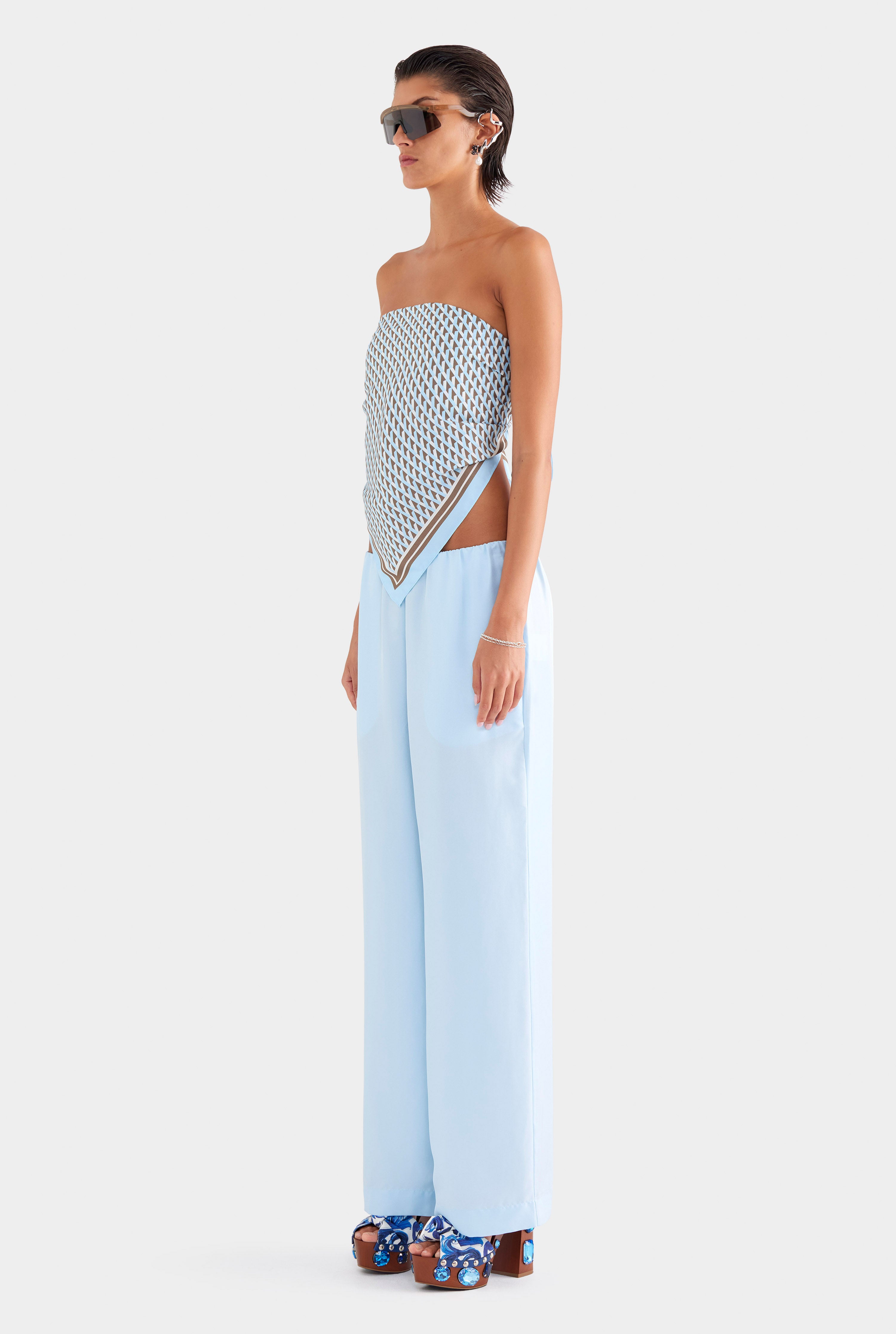 Silk Relaxed Pant - Powder Blue