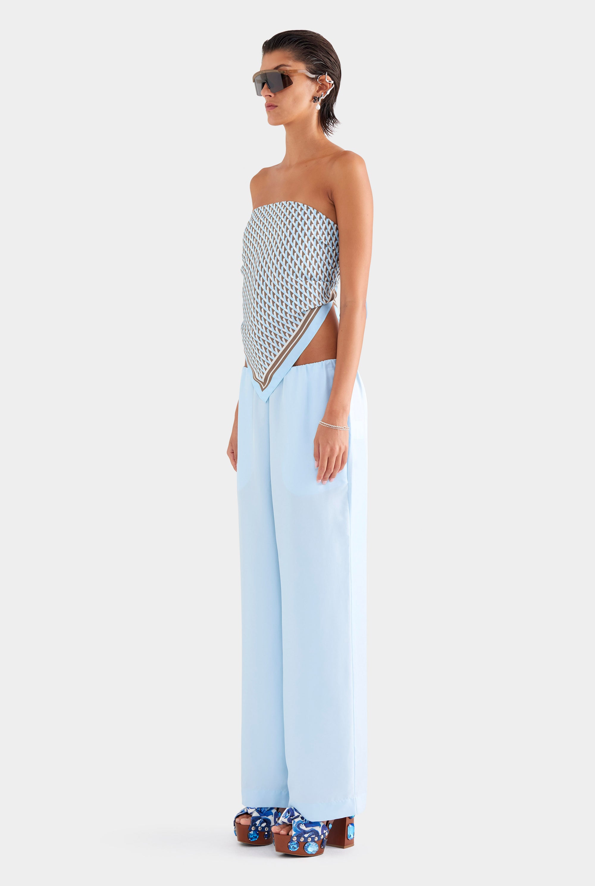 Silk Relaxed Pant - Powder Blue