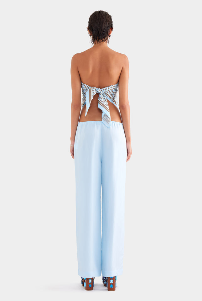 Silk Relaxed Pant - Powder Blue