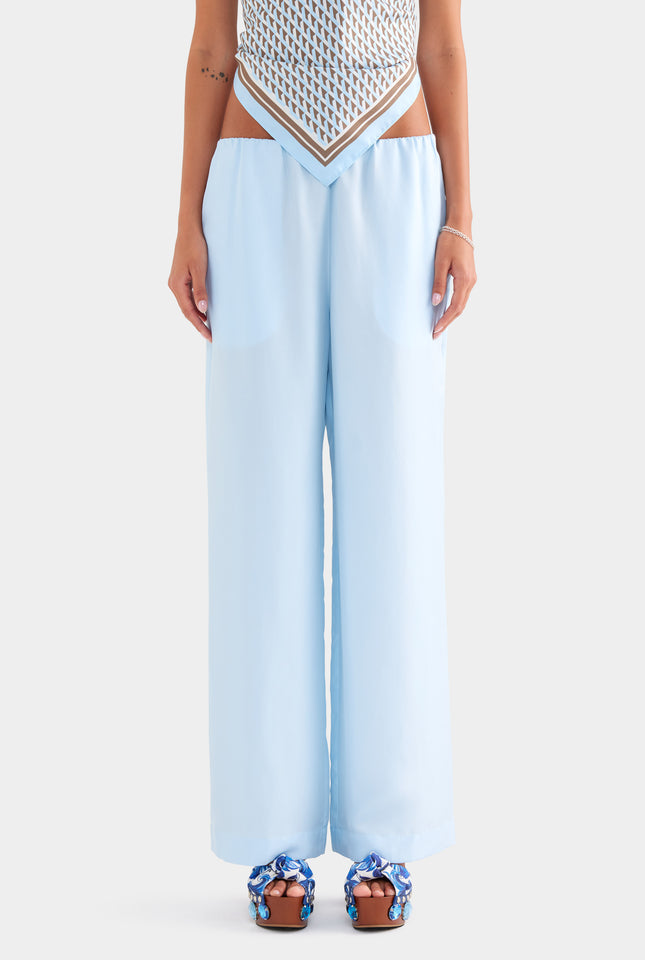 Silk Relaxed Pant - Powder Blue