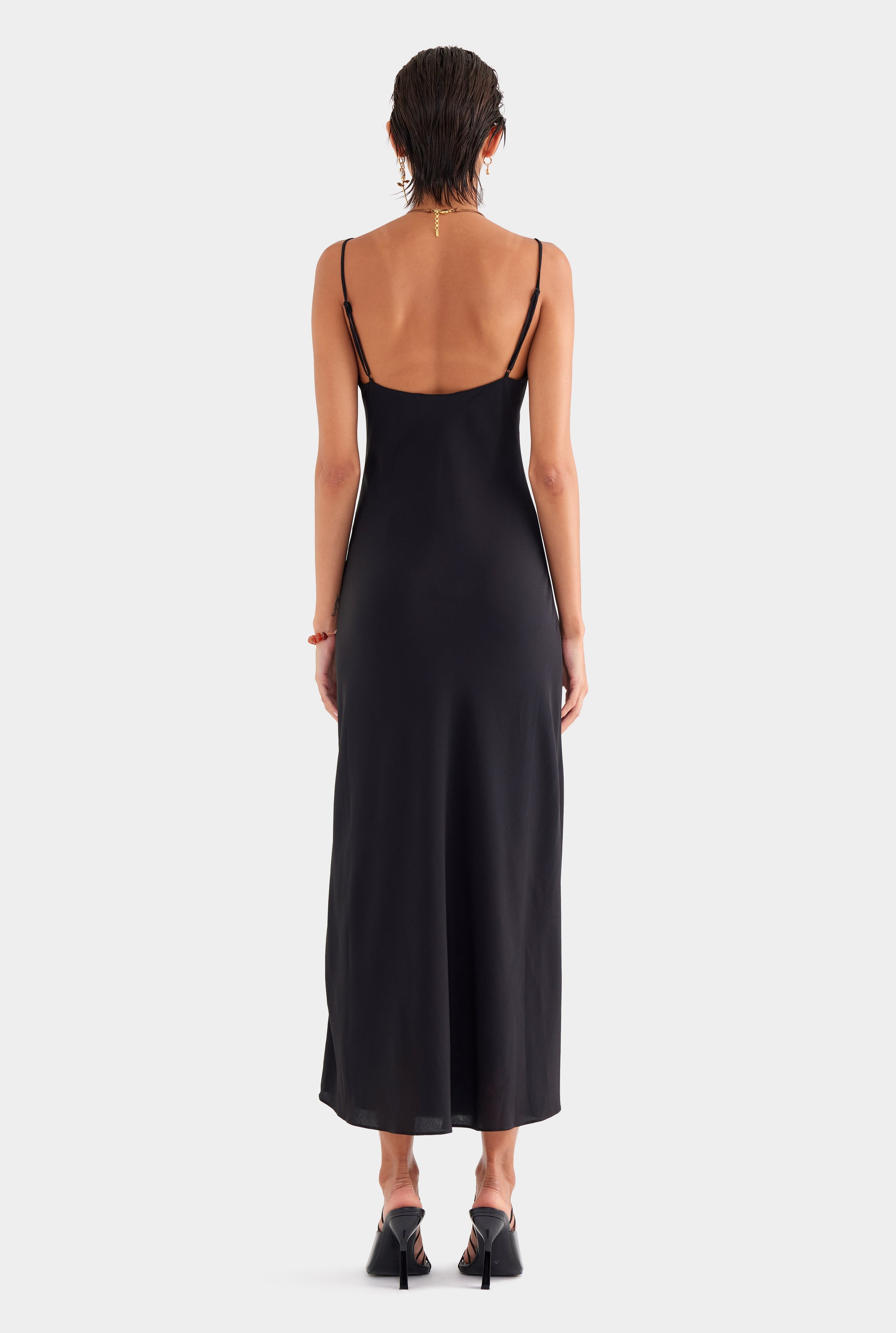 Silk Slip Dress - Black