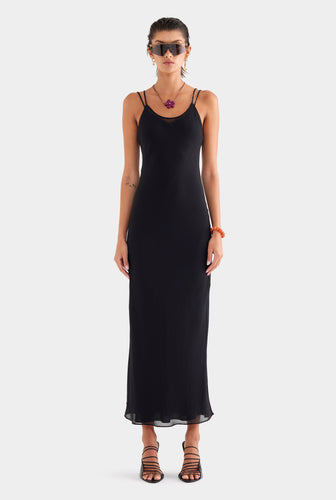 Silk Slip Dress - Black