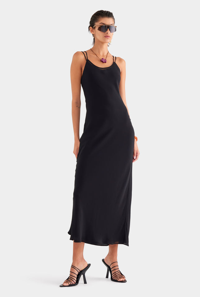 Silk Slip Dress - Black