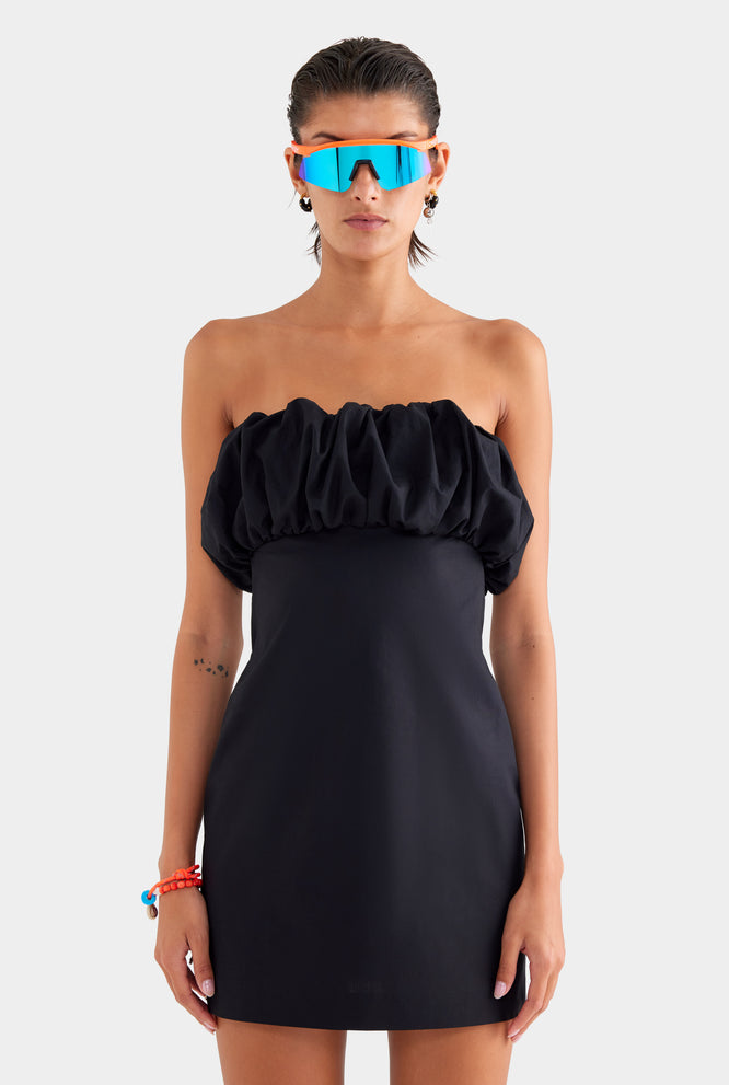 Strapless Cotton Bubble Dress - Black