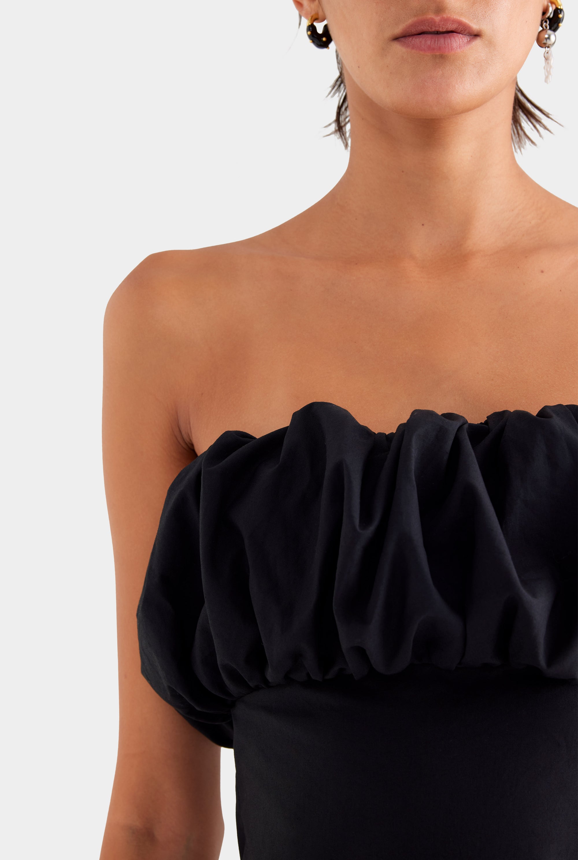 Strapless Cotton Bubble Dress - Black