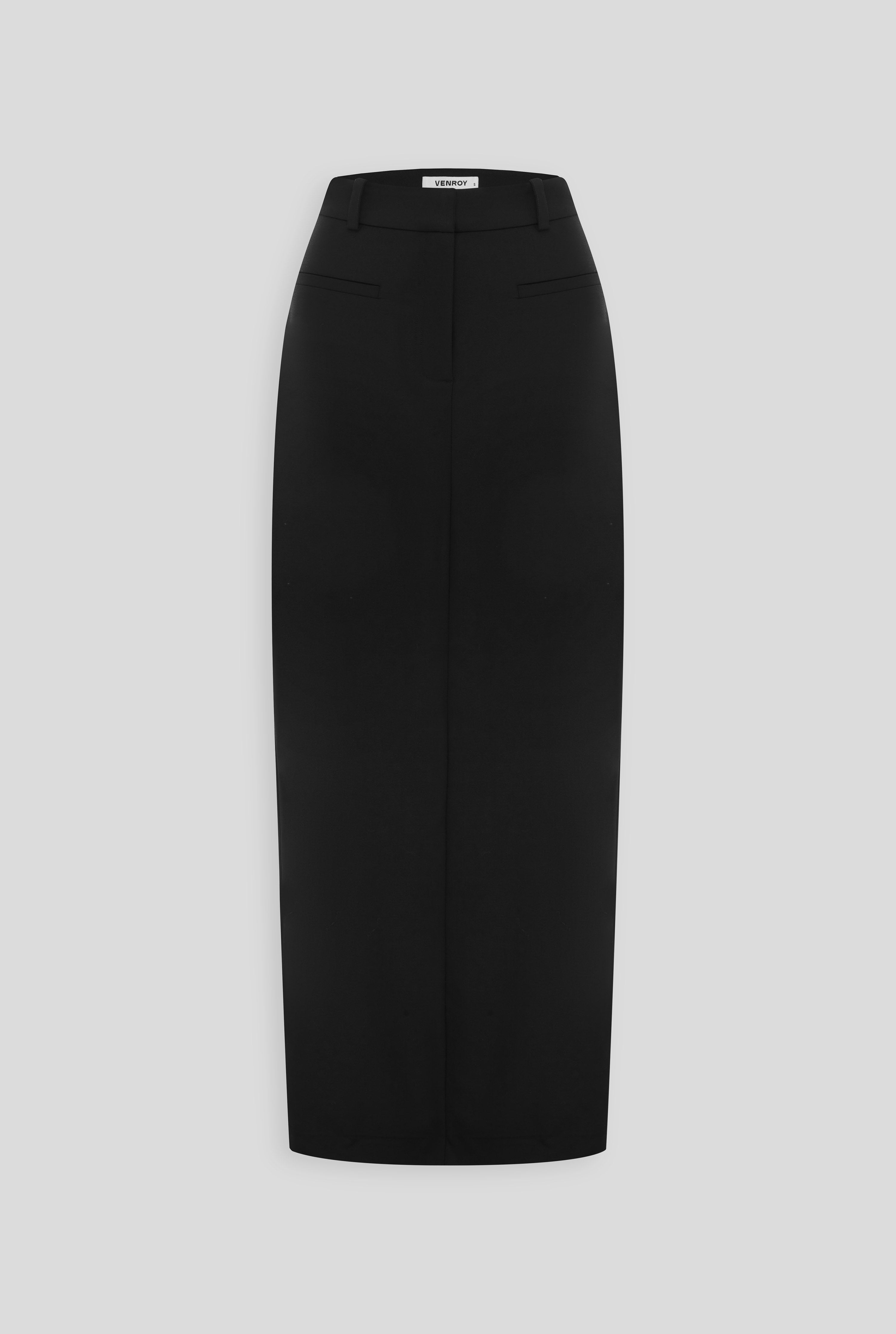 Tailored Wool Maxi Skirt - Black