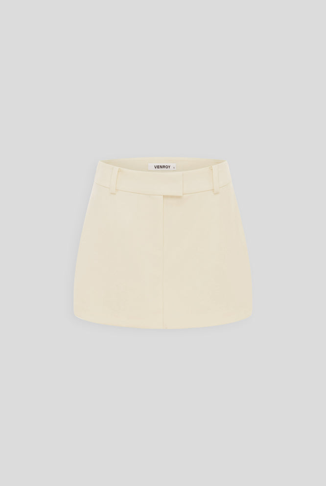 Tailored Wool Mini Skirt - Cream