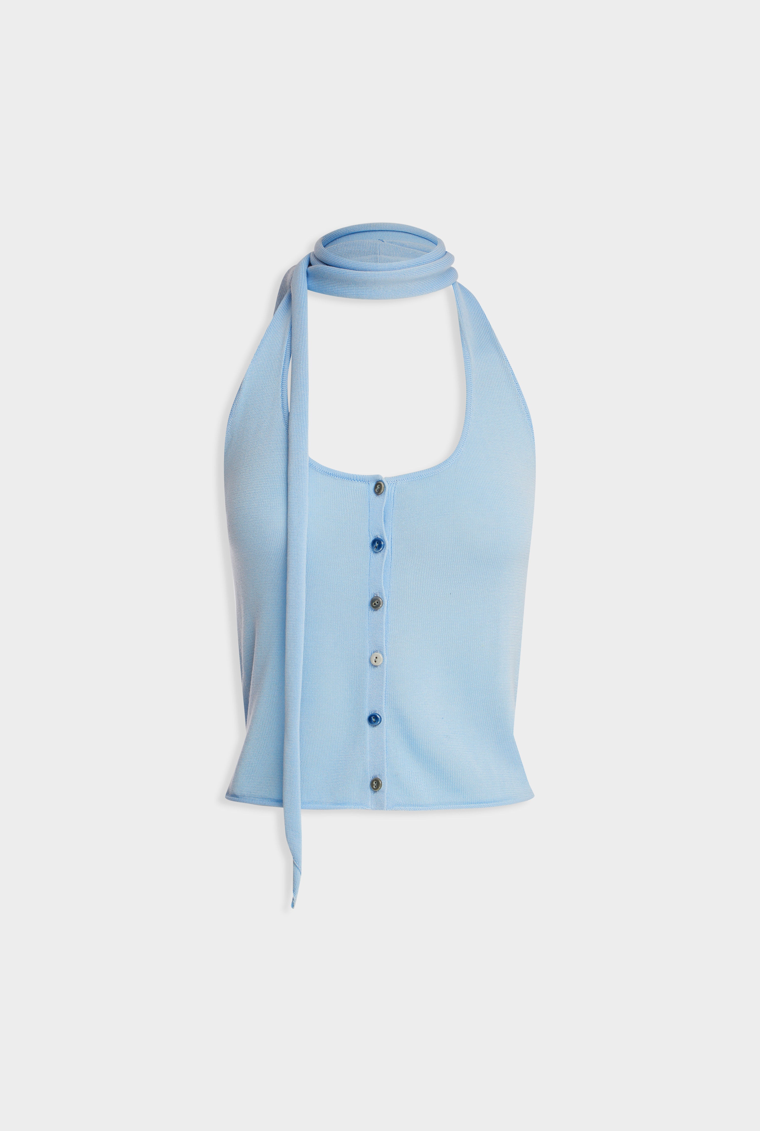 Tencel Scarf Halter Top - Powder Blue