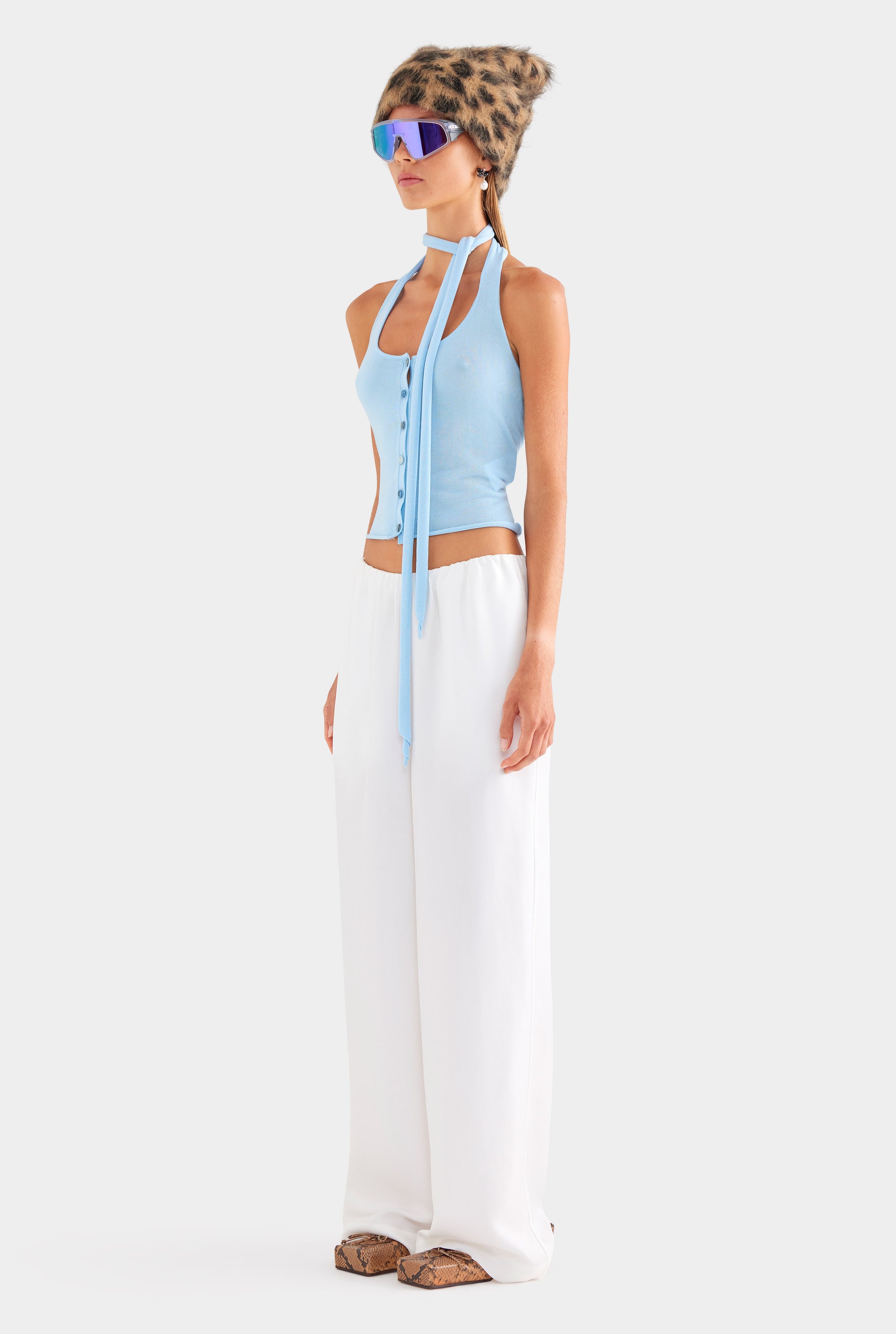 Tencel Scarf Halter Top - Powder Blue