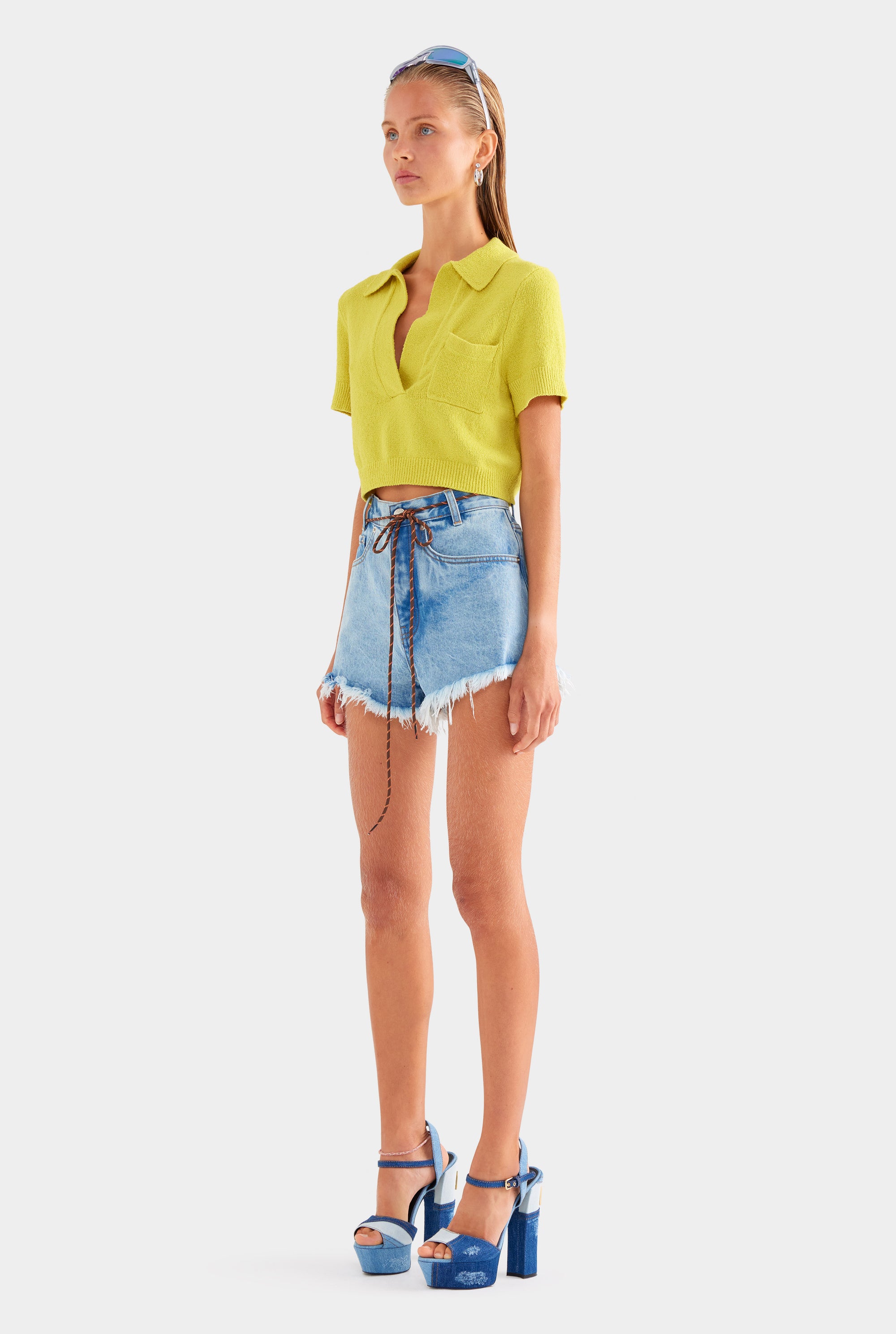 Terry Knit Cropped Polo - Dijon