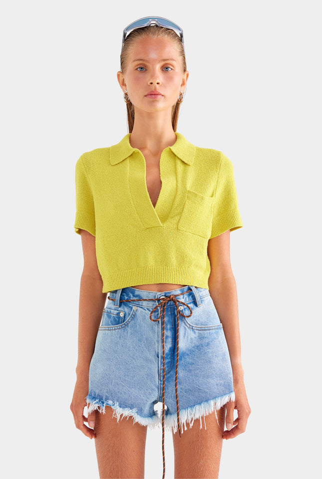 Terry Knit Cropped Polo - Dijon