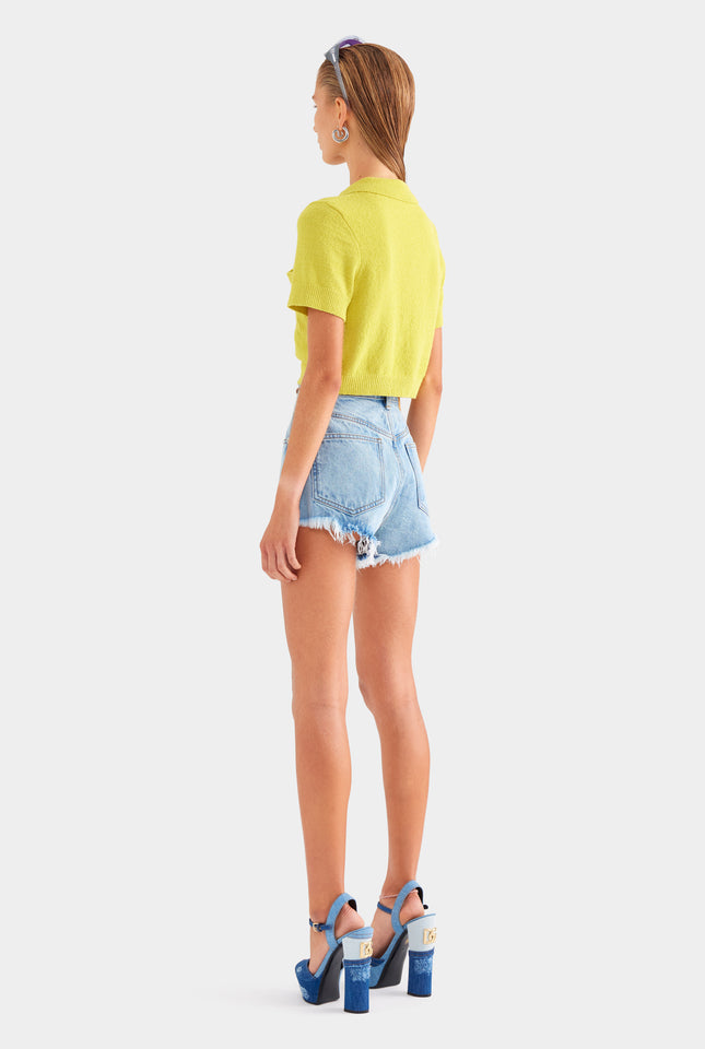 Terry Knit Cropped Polo - Dijon