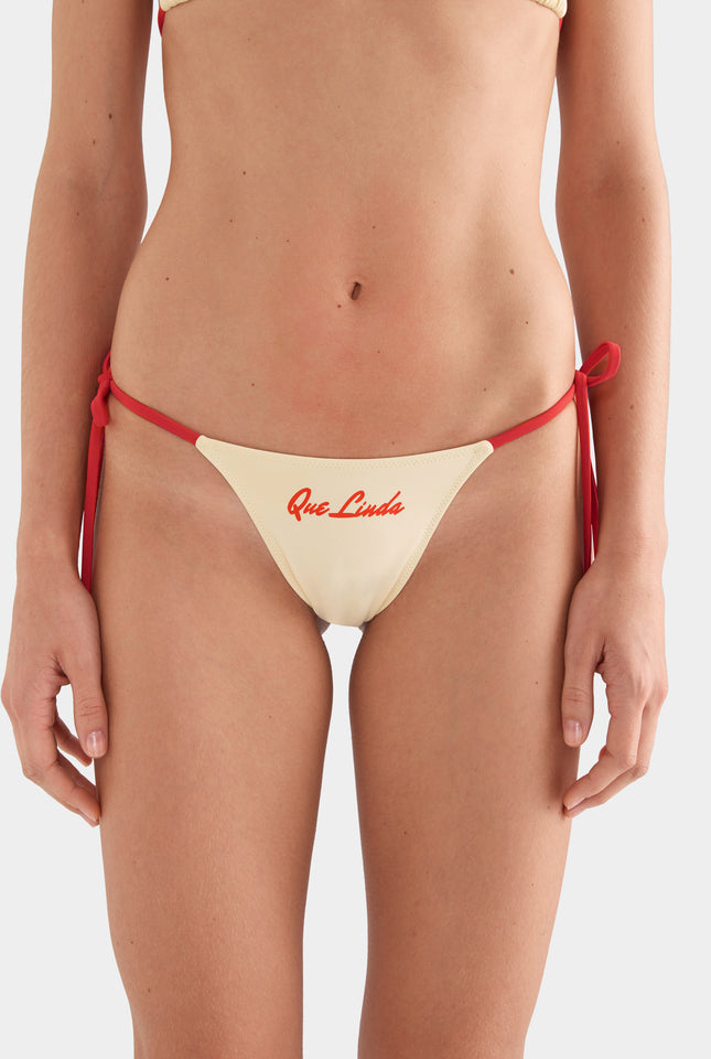 Tie Side Bikini Brief - Dusty Yellow/Red