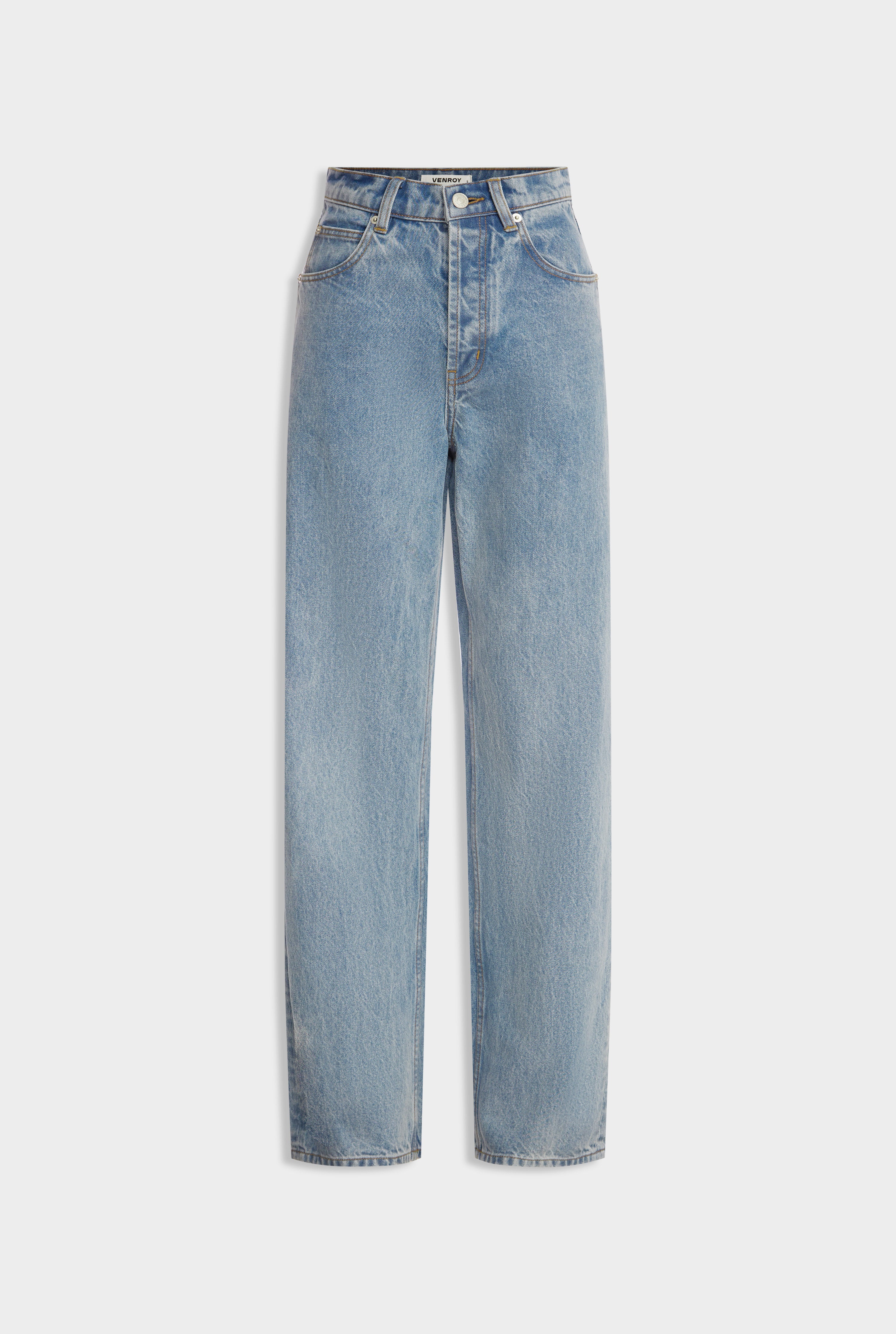 V Front Denim Jean - Light Blue