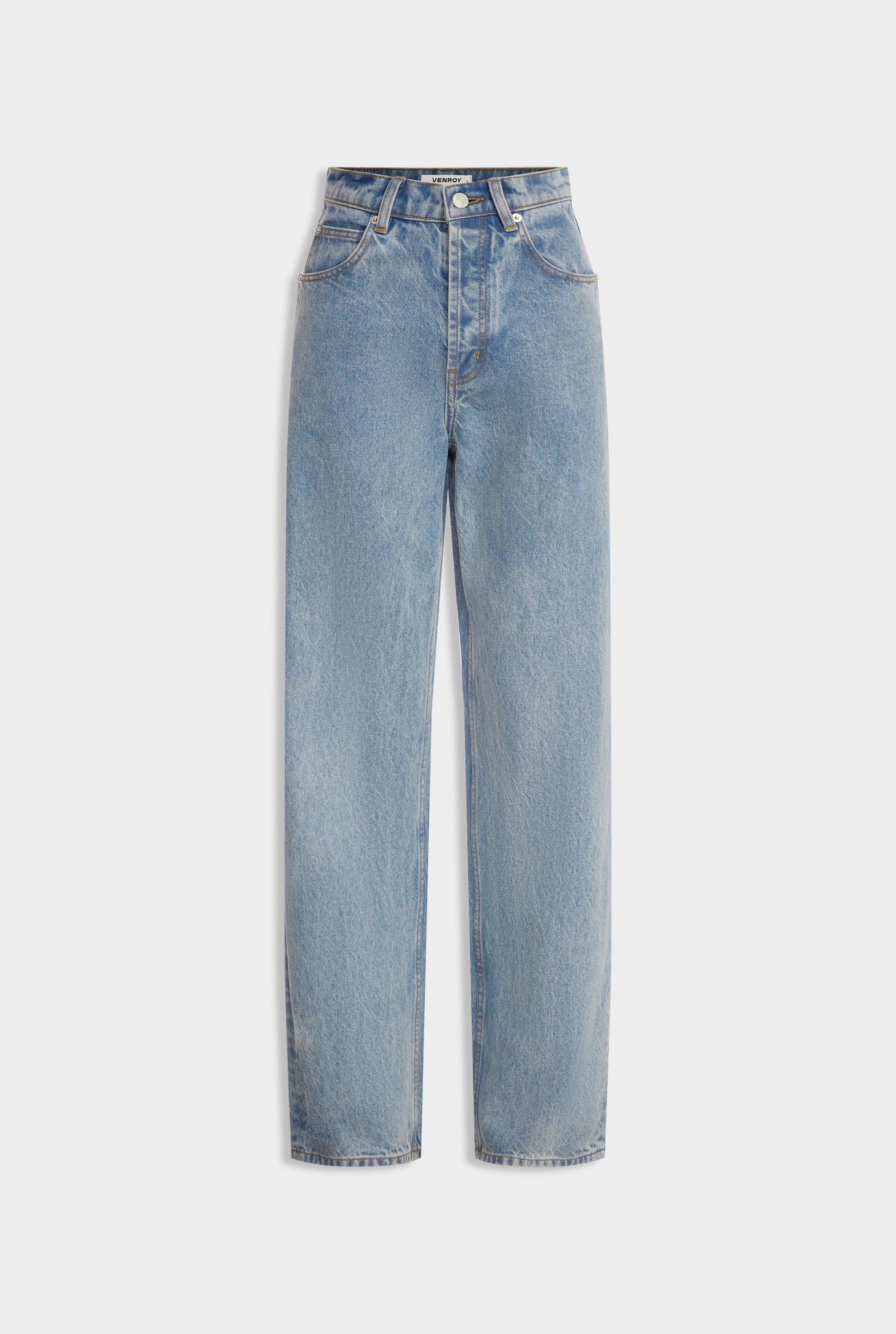 V Front Denim Jean - Light Blue