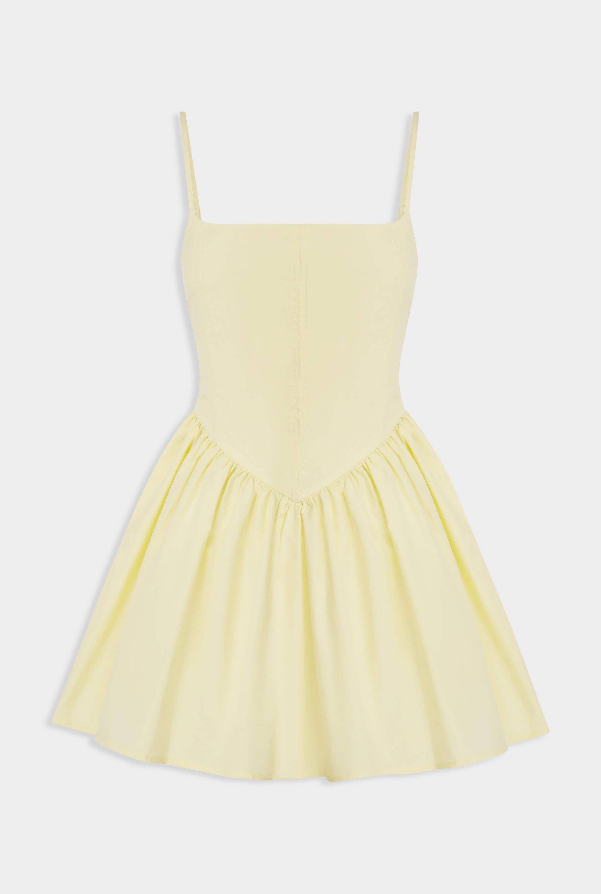 V Waist Cotton Mini Dress - Butter