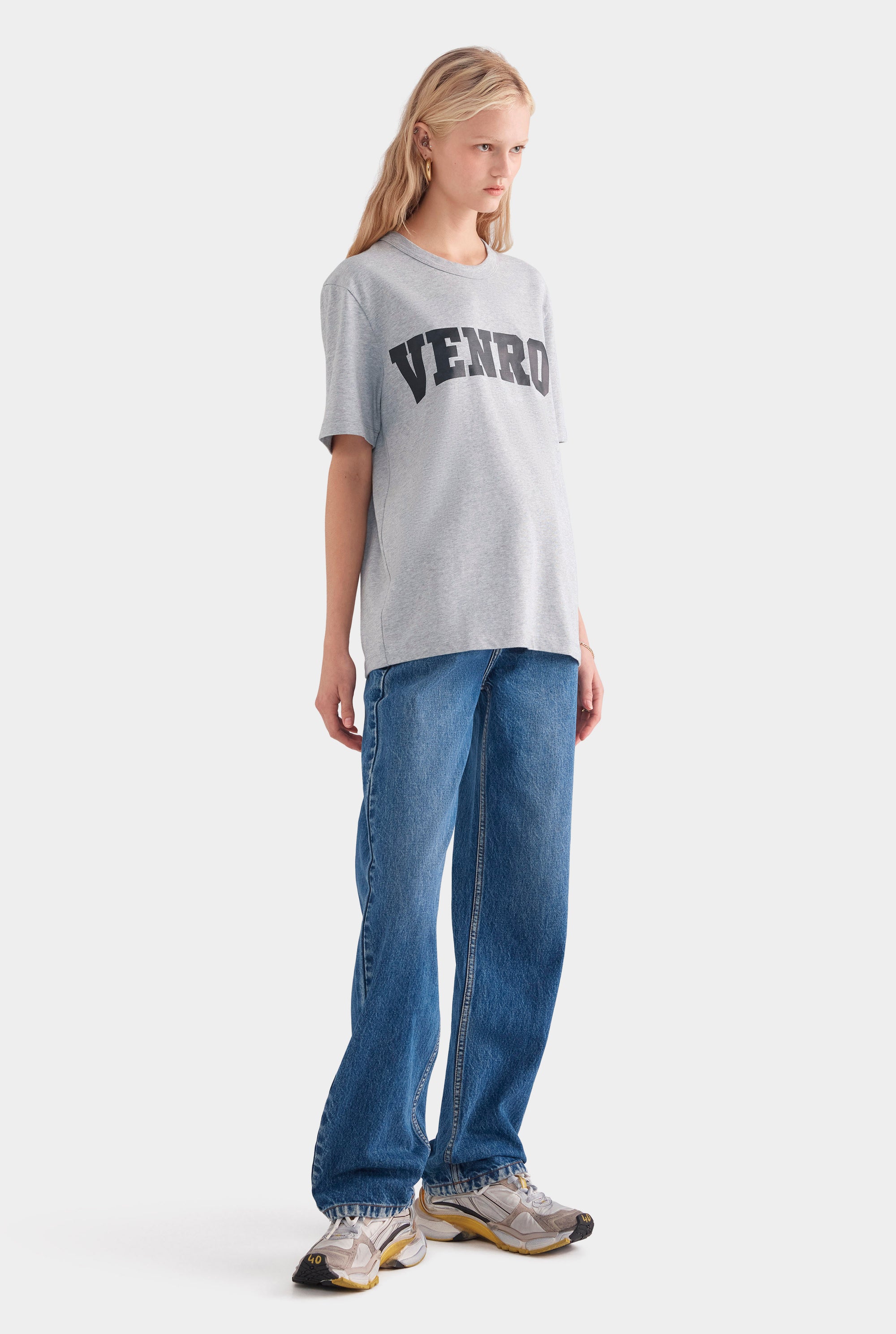 Venroy Varsity Logo T-Shirt - Grey