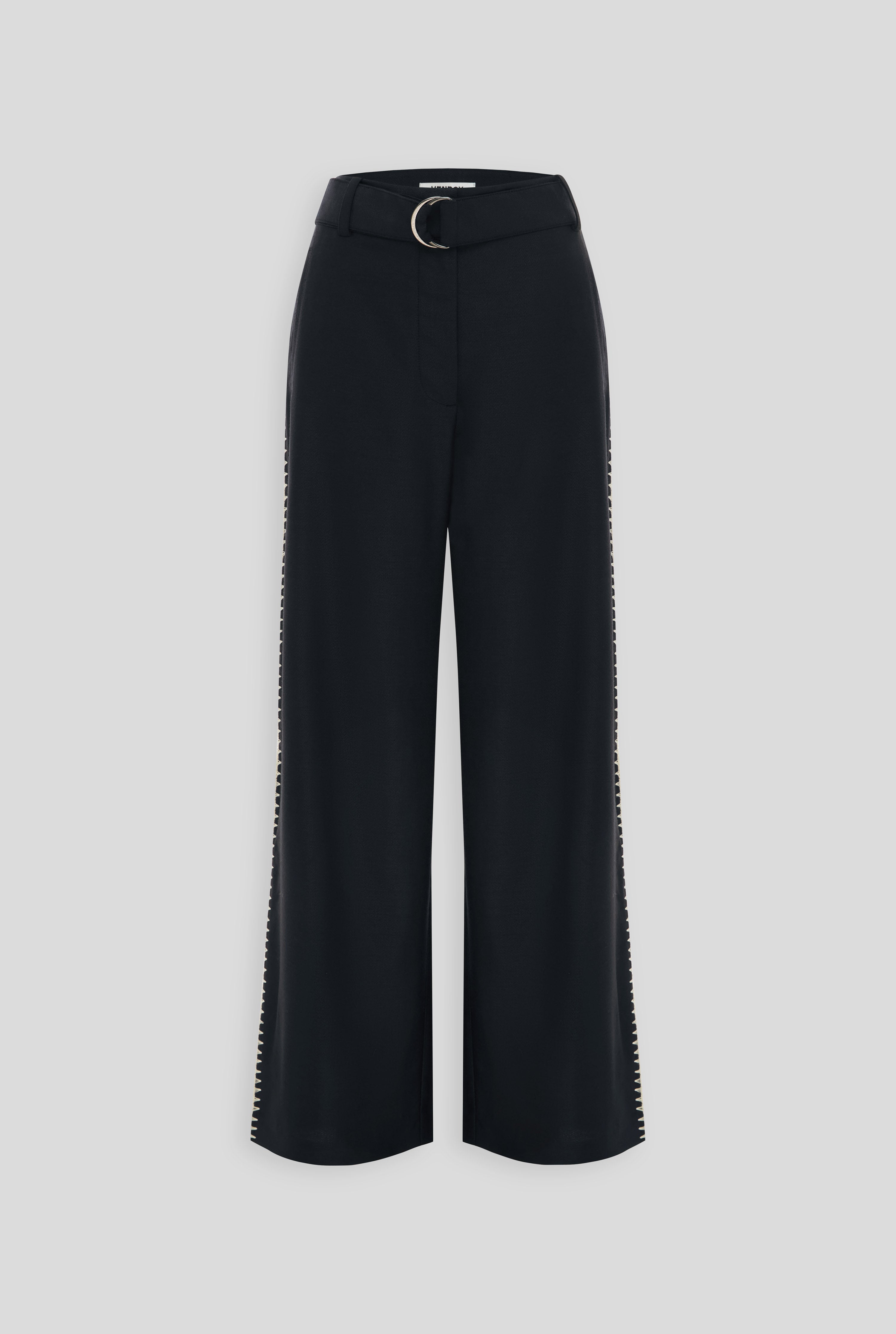 Wool Blanket Stitch Trouser - Dark Charcoal