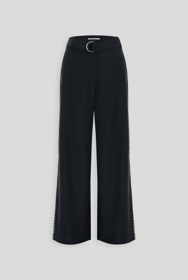 Wool Blanket Stitch Trouser - Dark Charcoal