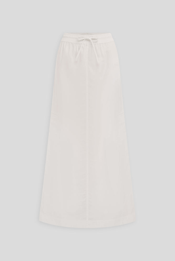 Cotton Column Skirt - White