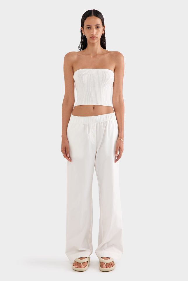 Cotton Poplin Pant - White