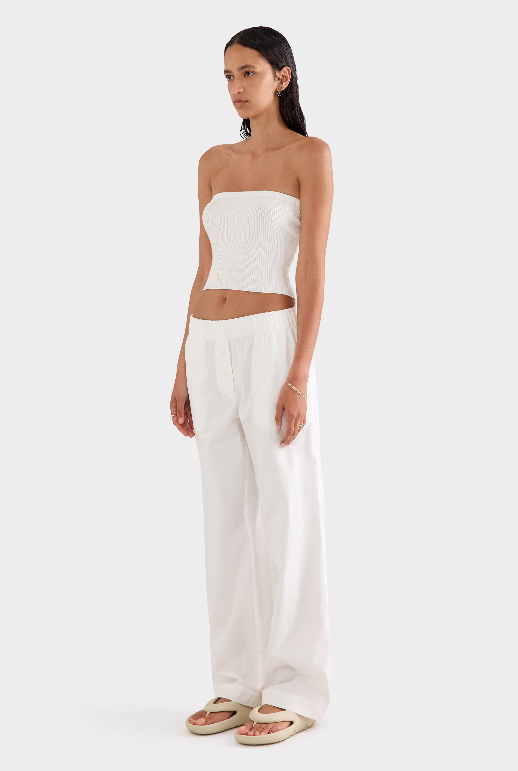 Cotton Poplin Pant - White