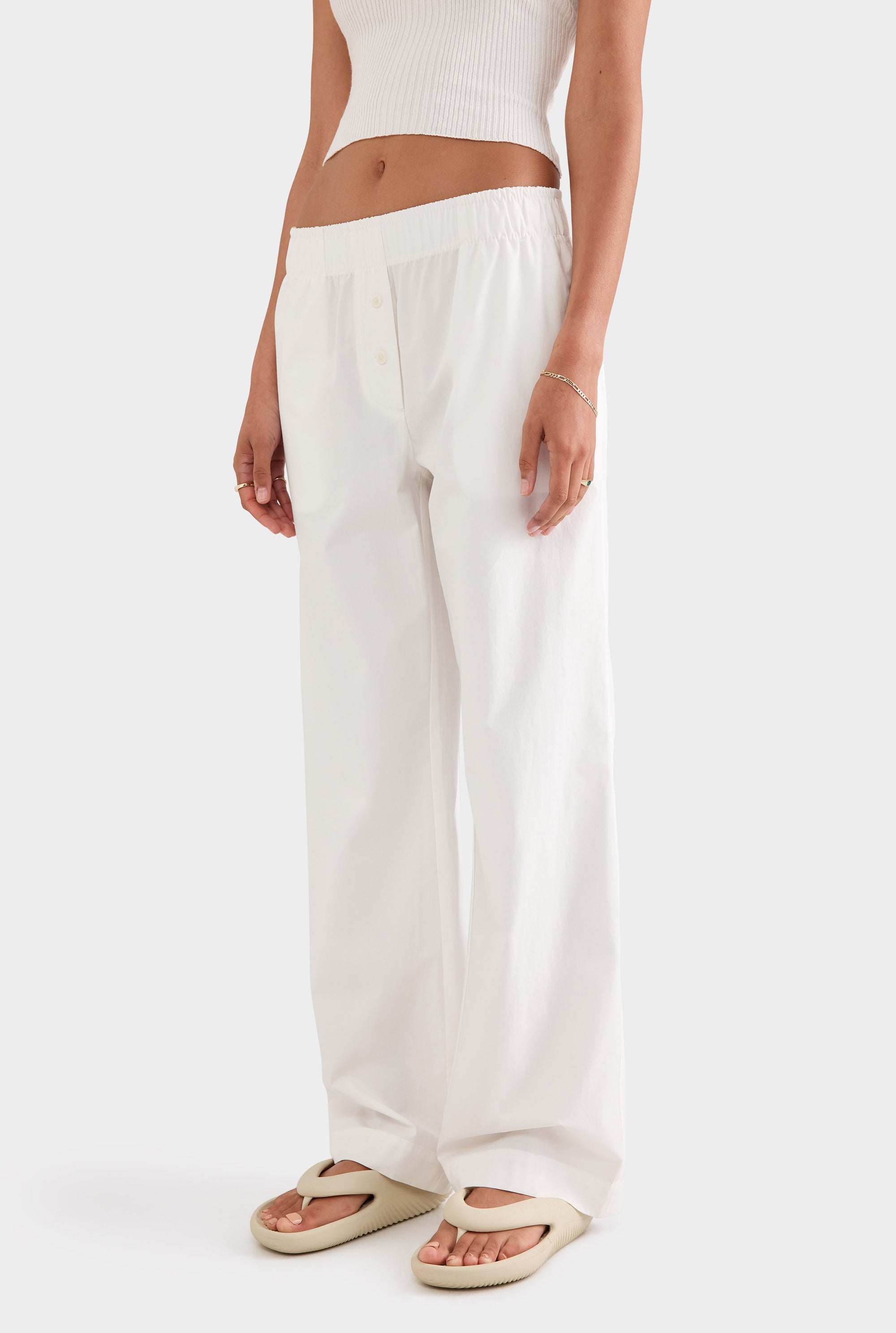 Cotton Poplin Pant - White