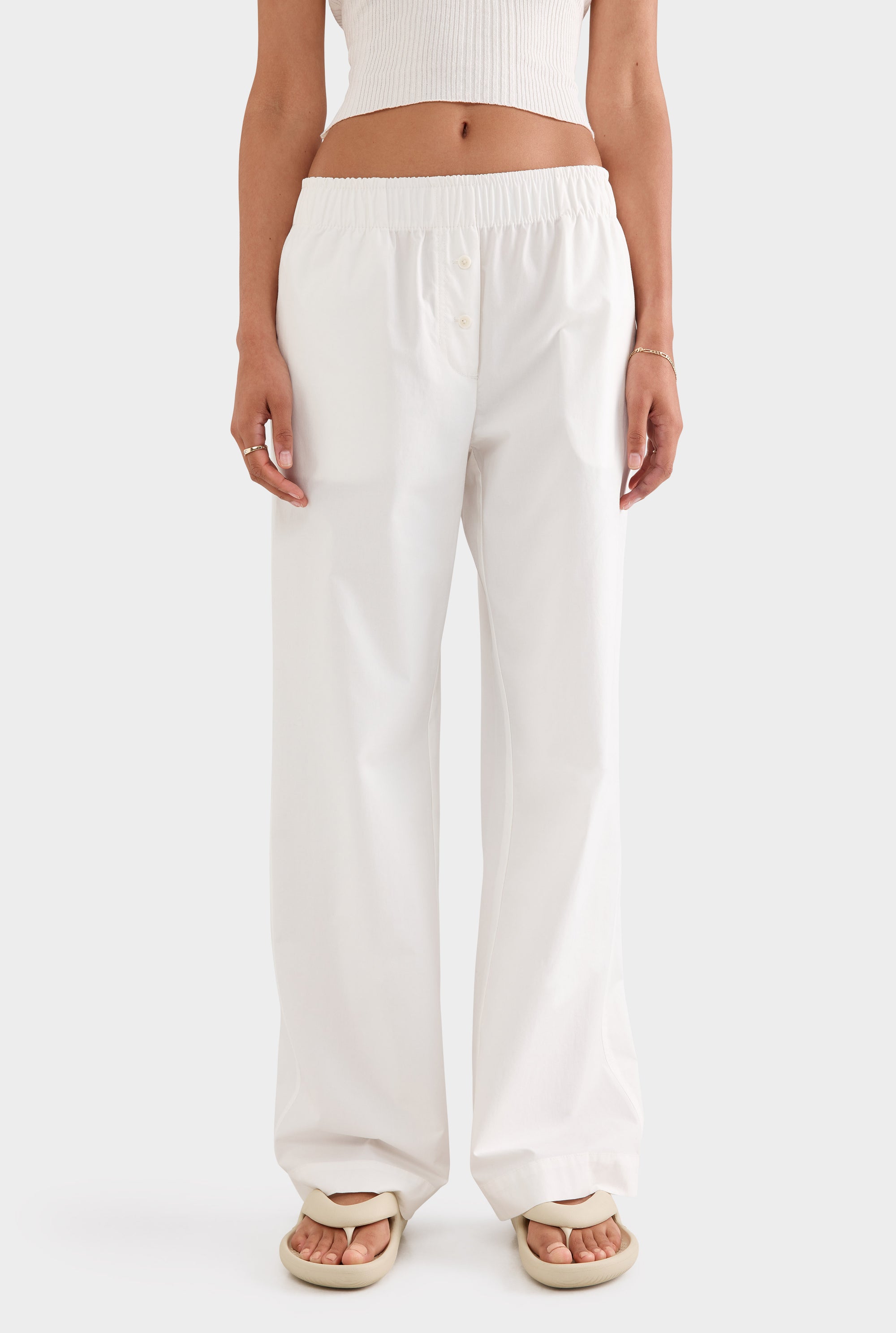 Cotton Poplin Pant - White