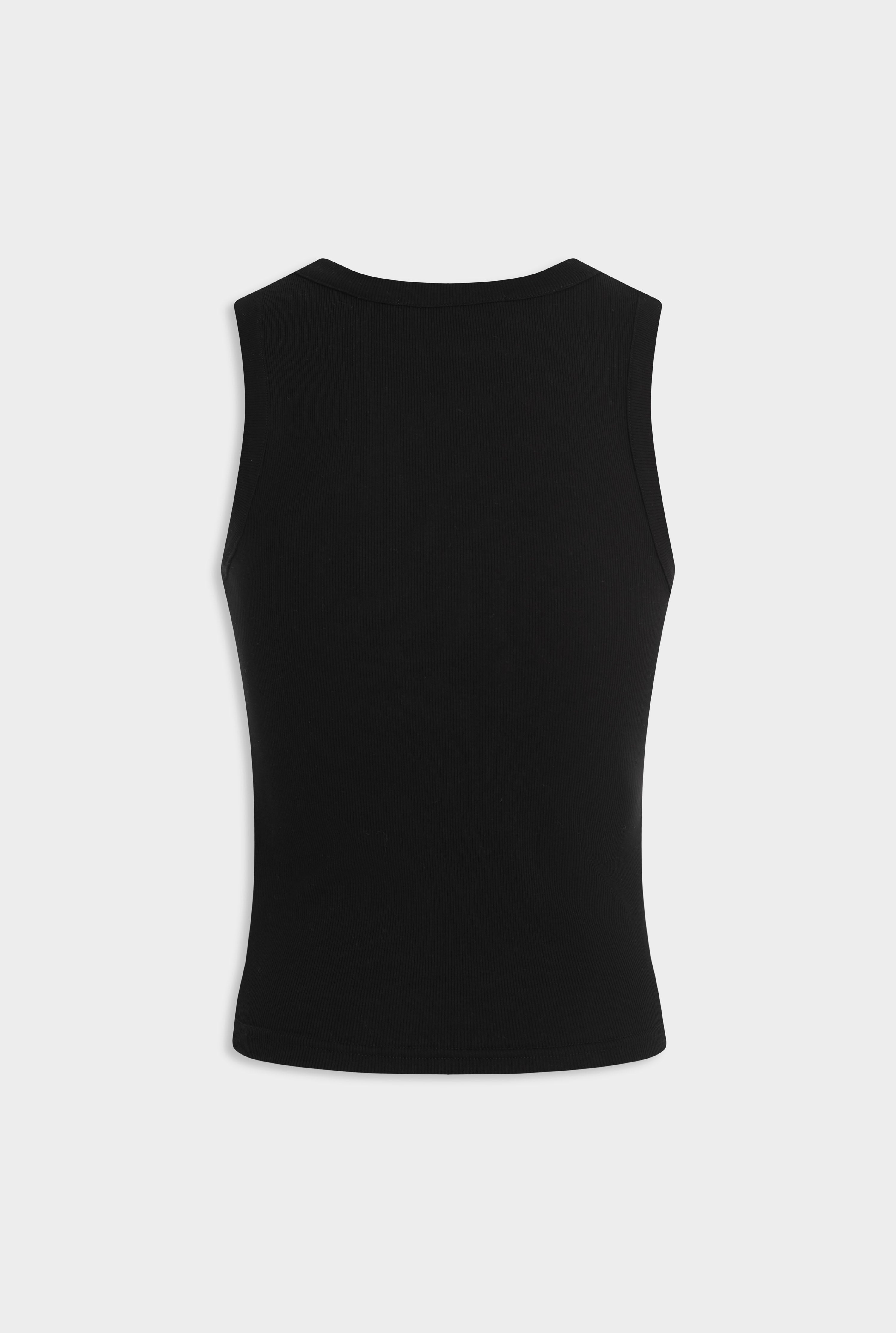 Crew Neck Jersey Rib Tank - Black