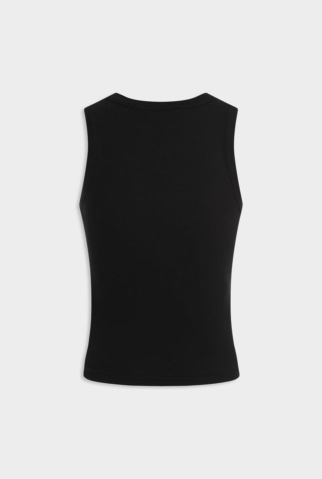 Crew Neck Jersey Rib Tank - Black