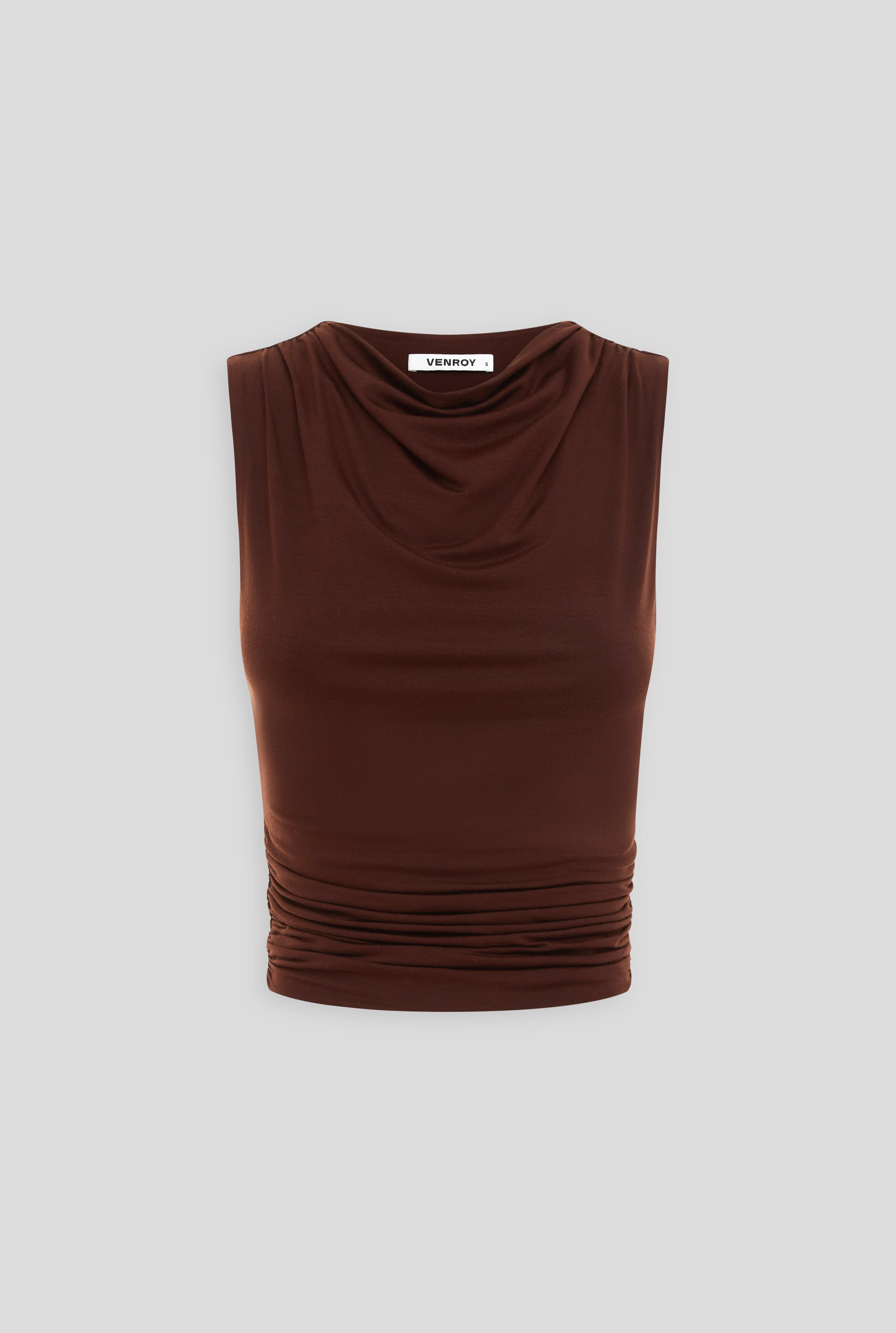 Draped Jersey Top - Coffee