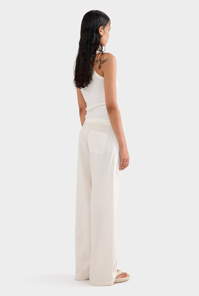 High Waisted Poplin Pant - Antique White