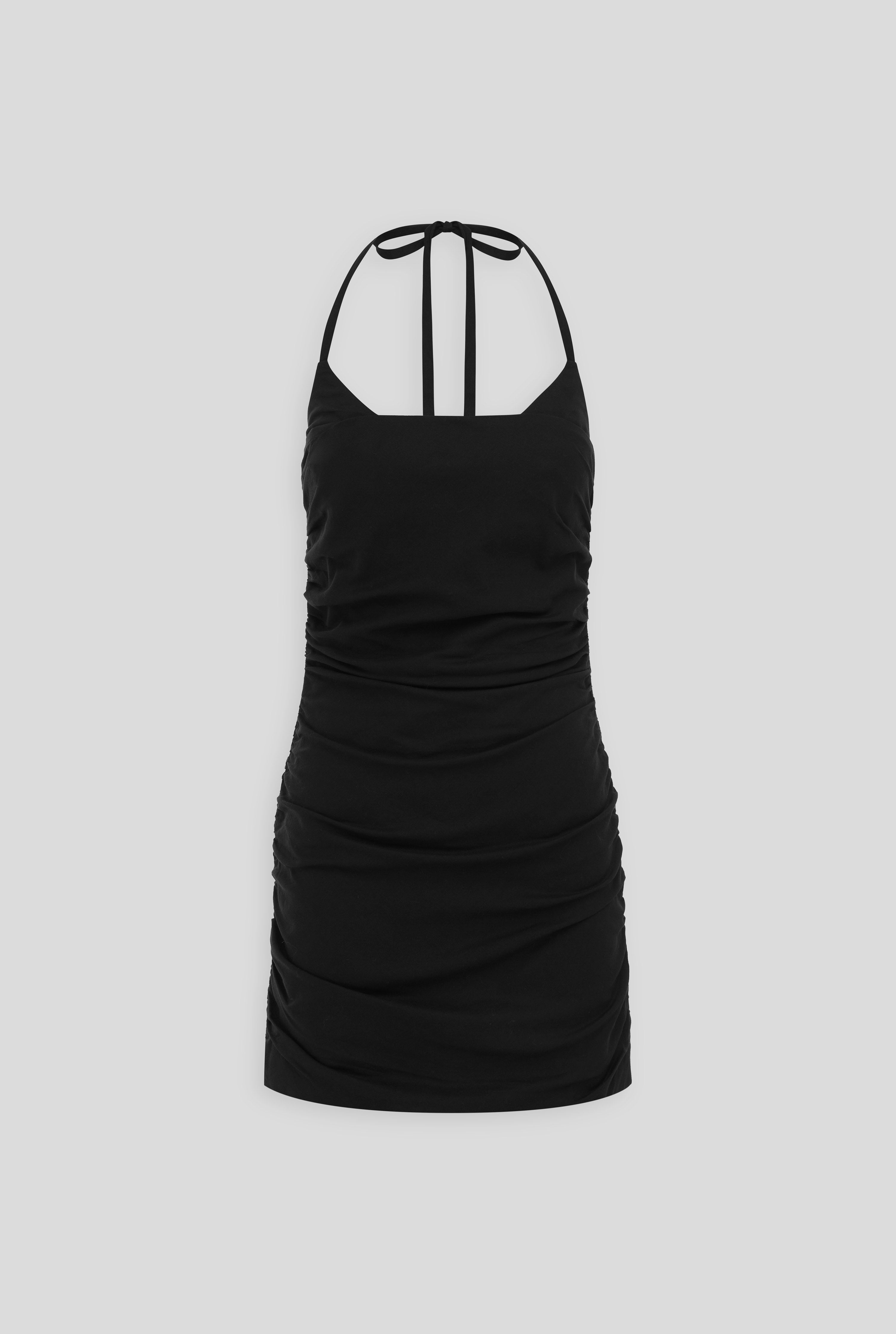 Halter Neck Mini Dress - Black