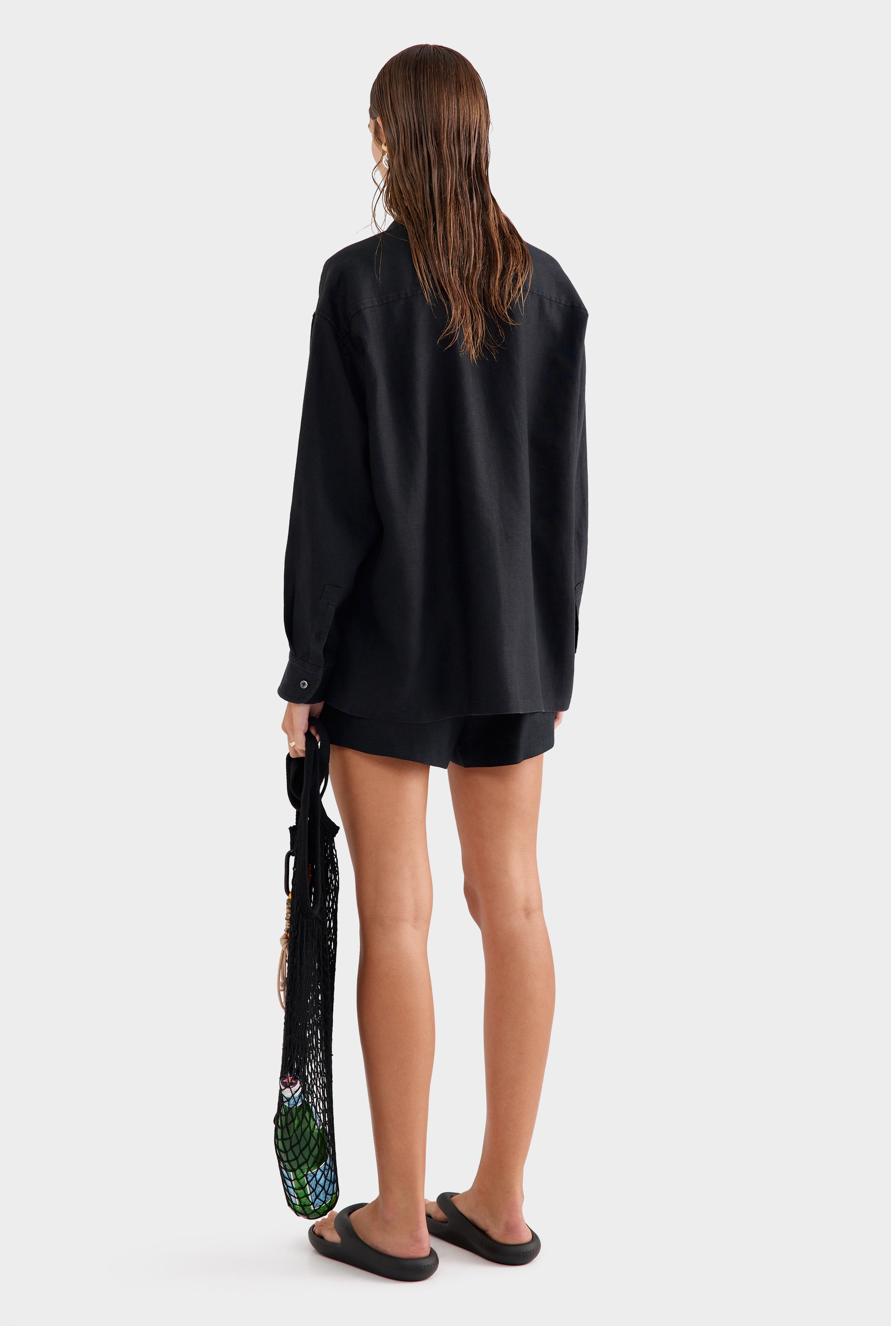 Oversized Linen Shirt - Black