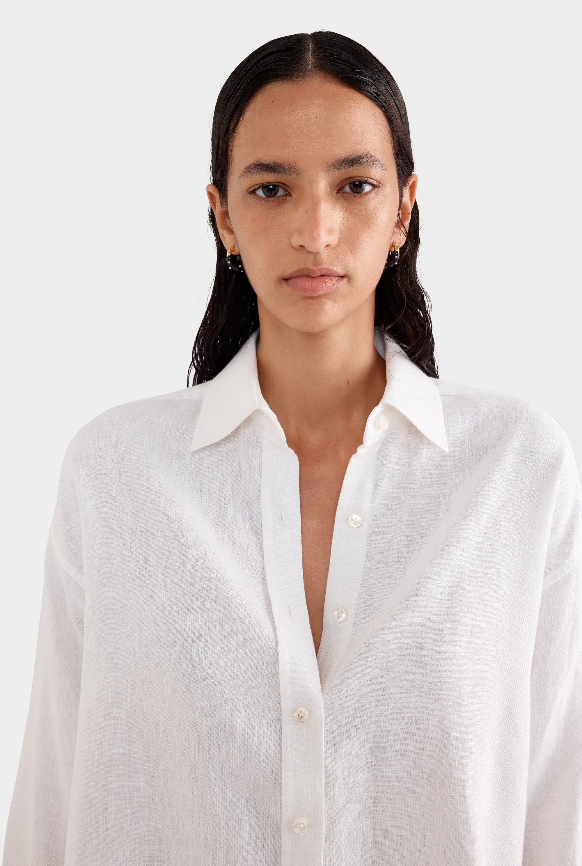 Oversized Linen Shirt - White